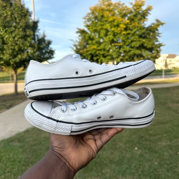 Converse Chuck Taylor All Star Unisex Low Top Leather Sneakers Size‎ M7 W9 White - Picture 11 of 13